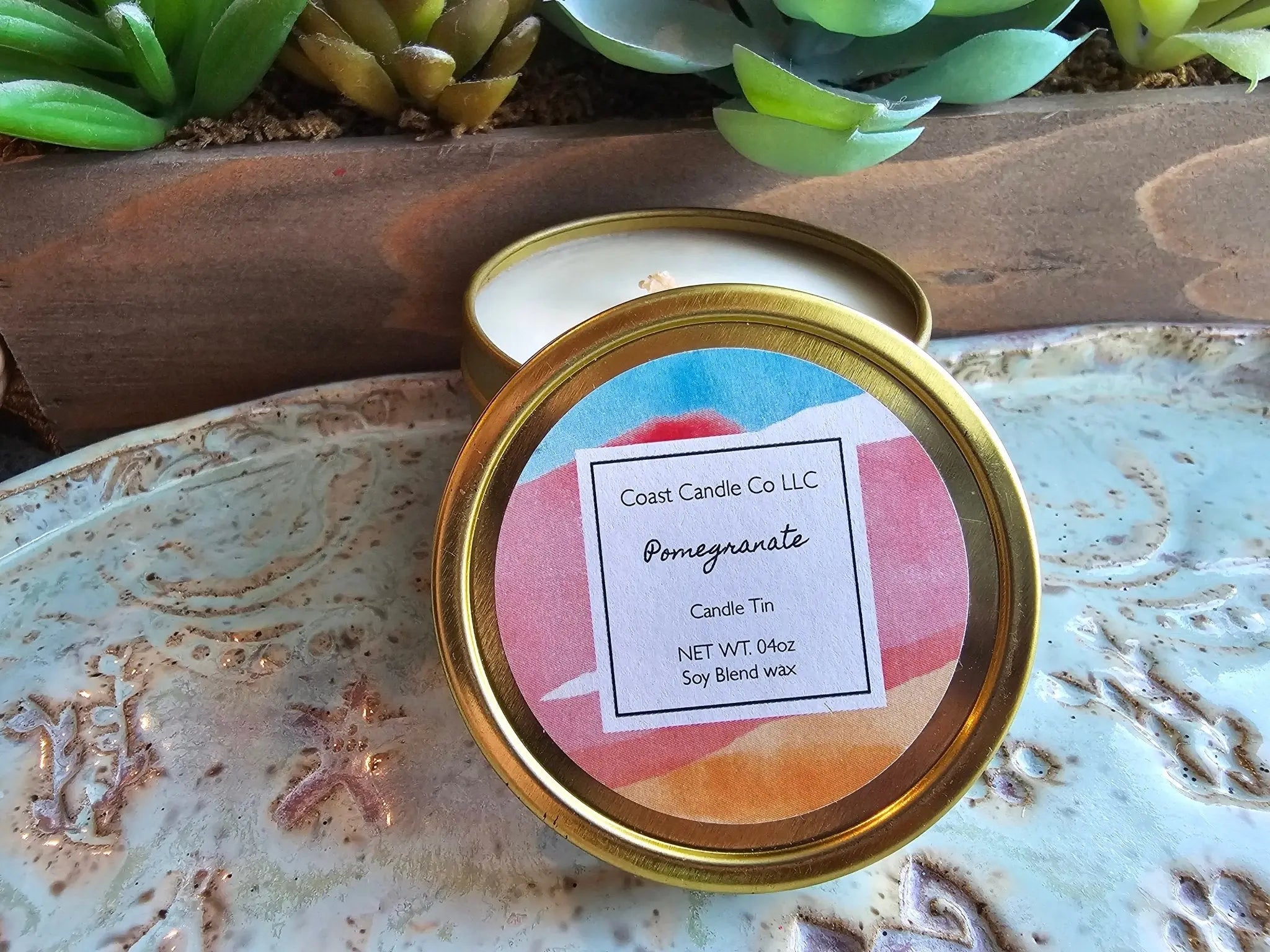 Pomegranate Candle by Coast Candle Co - Handcrafted Soy Wax Tin Candle