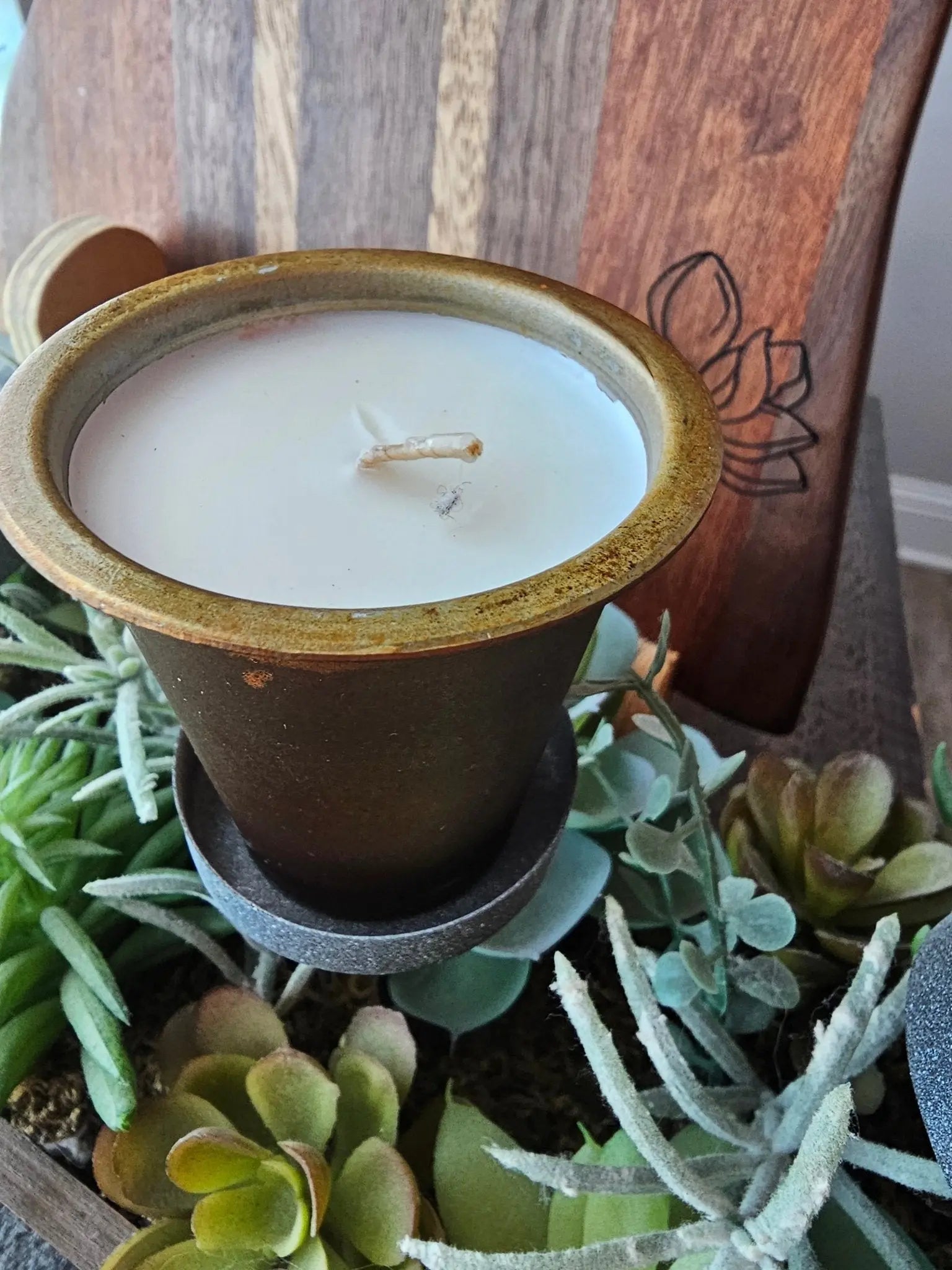 Handcrafted Soy Candle in Pot with Succulents - Main Street Collective
