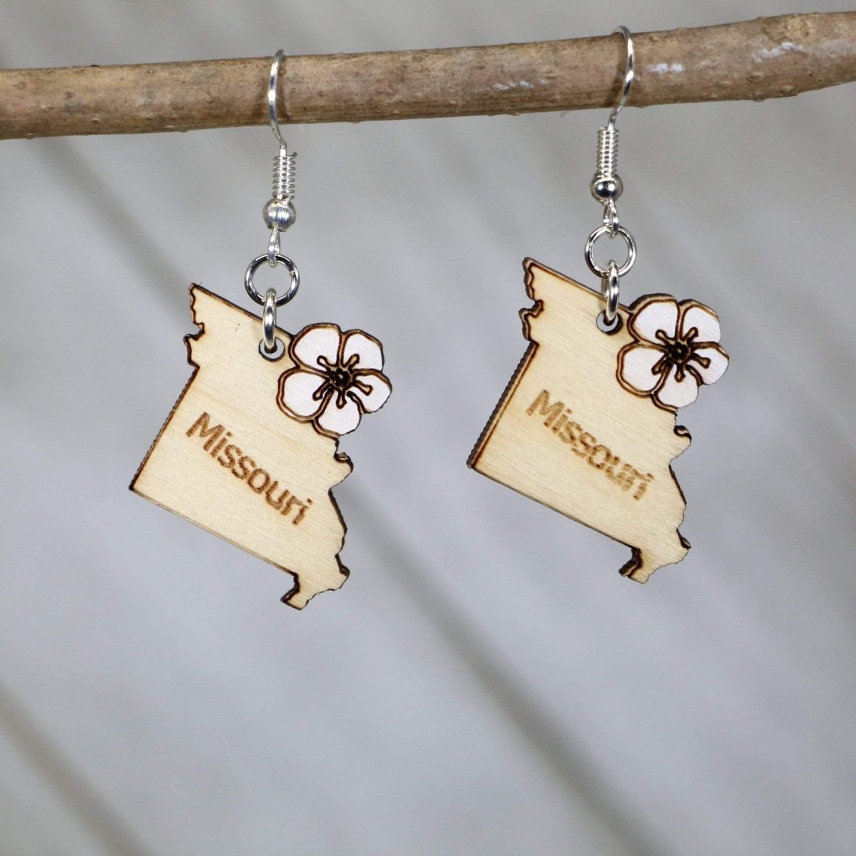 Missouri Dogwood Flower Wooden Earrings | State Flower Jewelry
