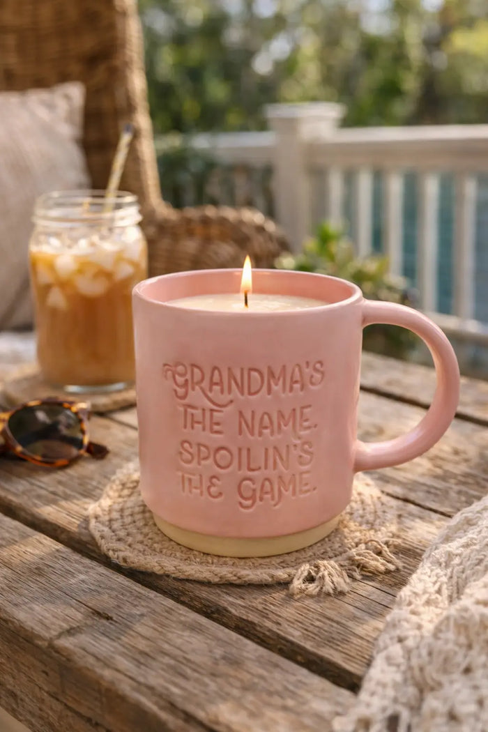 Mom’s mug candle collection (Grandma’s the name pink)