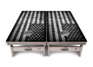 Monochrome Flag Cornhole Boards - Professional Tournament Series by Cornhole Solutions, custom cornhole board detail photo 2