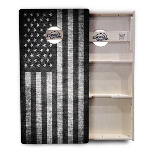 Monochrome Flag Cornhole Boards - Professional Tournament Series by Cornhole Solutions, custom cornhole board detail photo 3