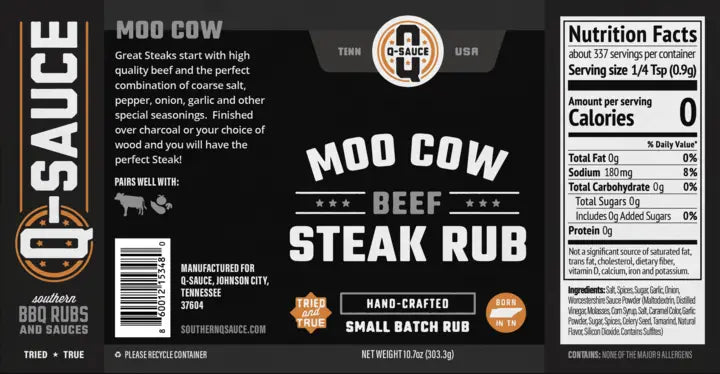 Moo Cow Steak Rub by Q Sauce, Southern food gift detail photo 2