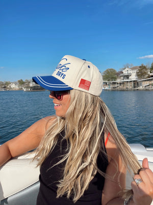 More Lake Days - Royal Blue Vintage Trucker Hat by KenzKustomz, Southern lifestyle apparel detail photo 7
