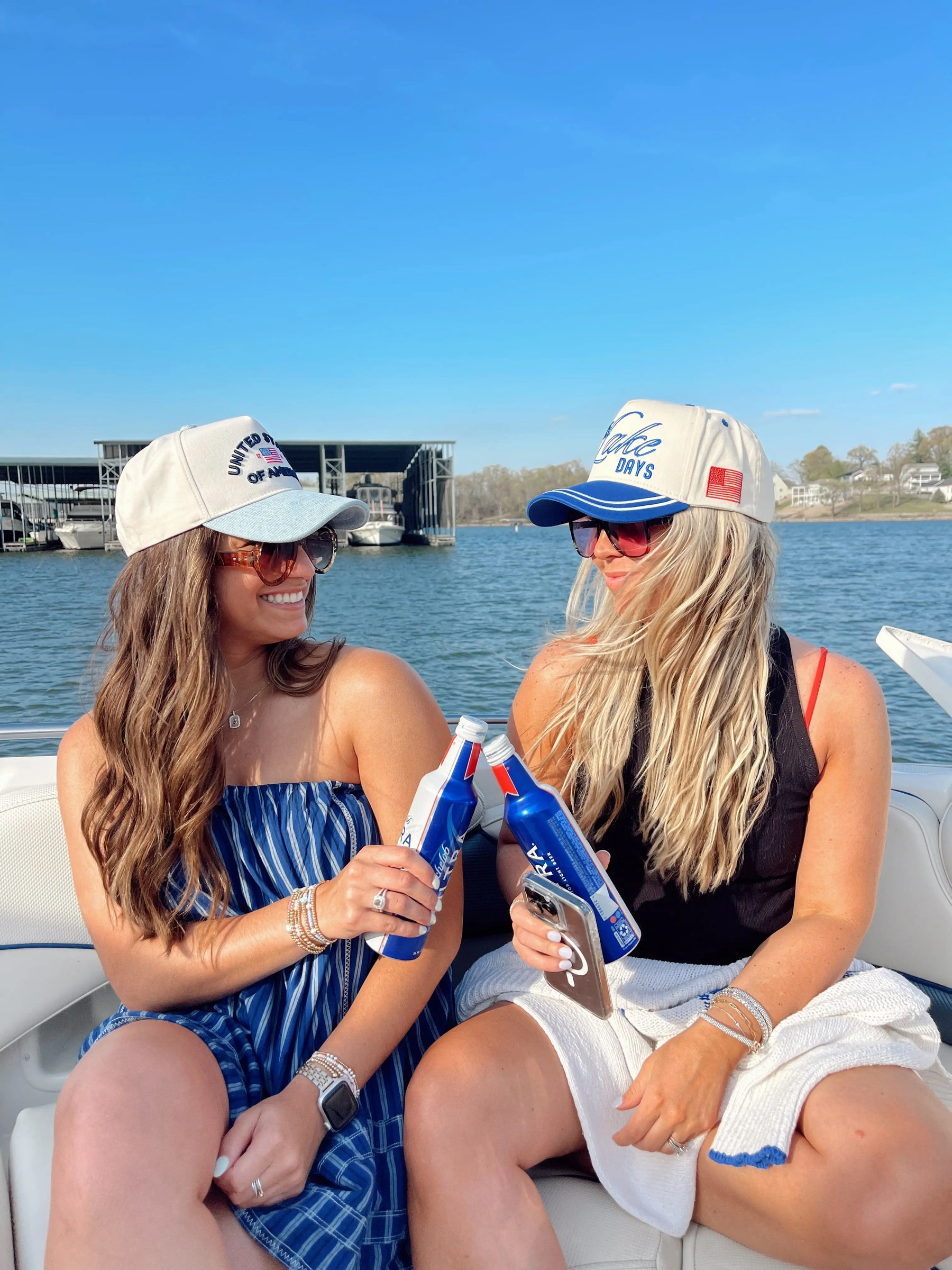 More Lake Days - Royal Blue Vintage Trucker Hat by KenzKustomz, Southern lifestyle apparel detail photo 8