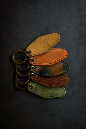 Motel Key Ring - Dark Cognac Hatchgrain Shell Cordovan by Loyal Stricklin, handmade jewelry detail photo 3