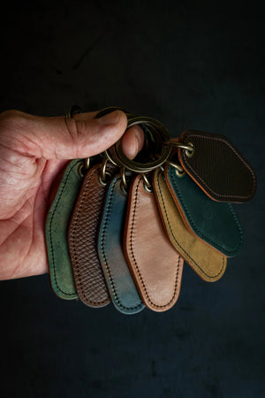 Motel Key Ring - Reverse Black Horween Shell Cordovan by Loyal Stricklin, handmade jewelry detail photo 2