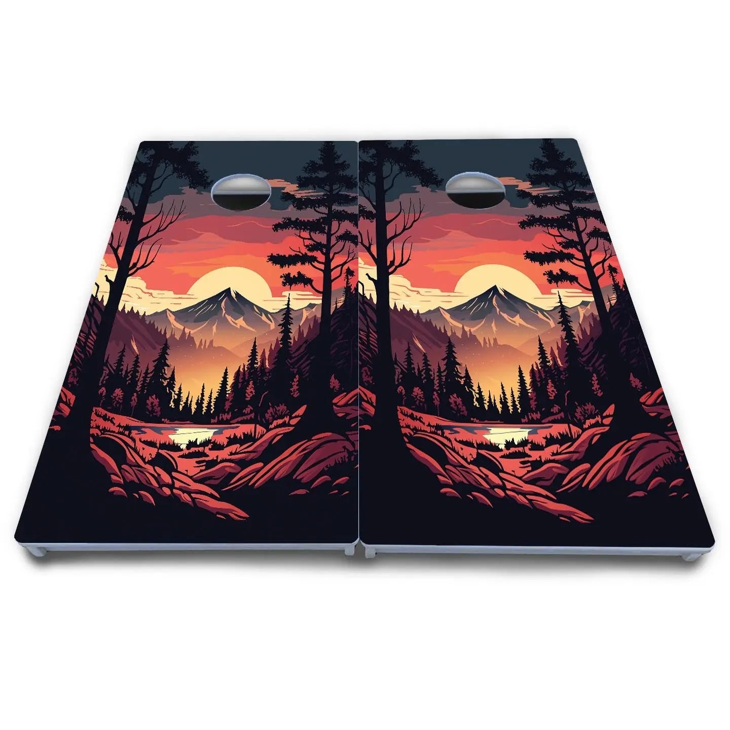 Mountain Sunset Cornhole Boards - All Weather Series by Cornhole Solutions, custom cornhole board detail photo 4