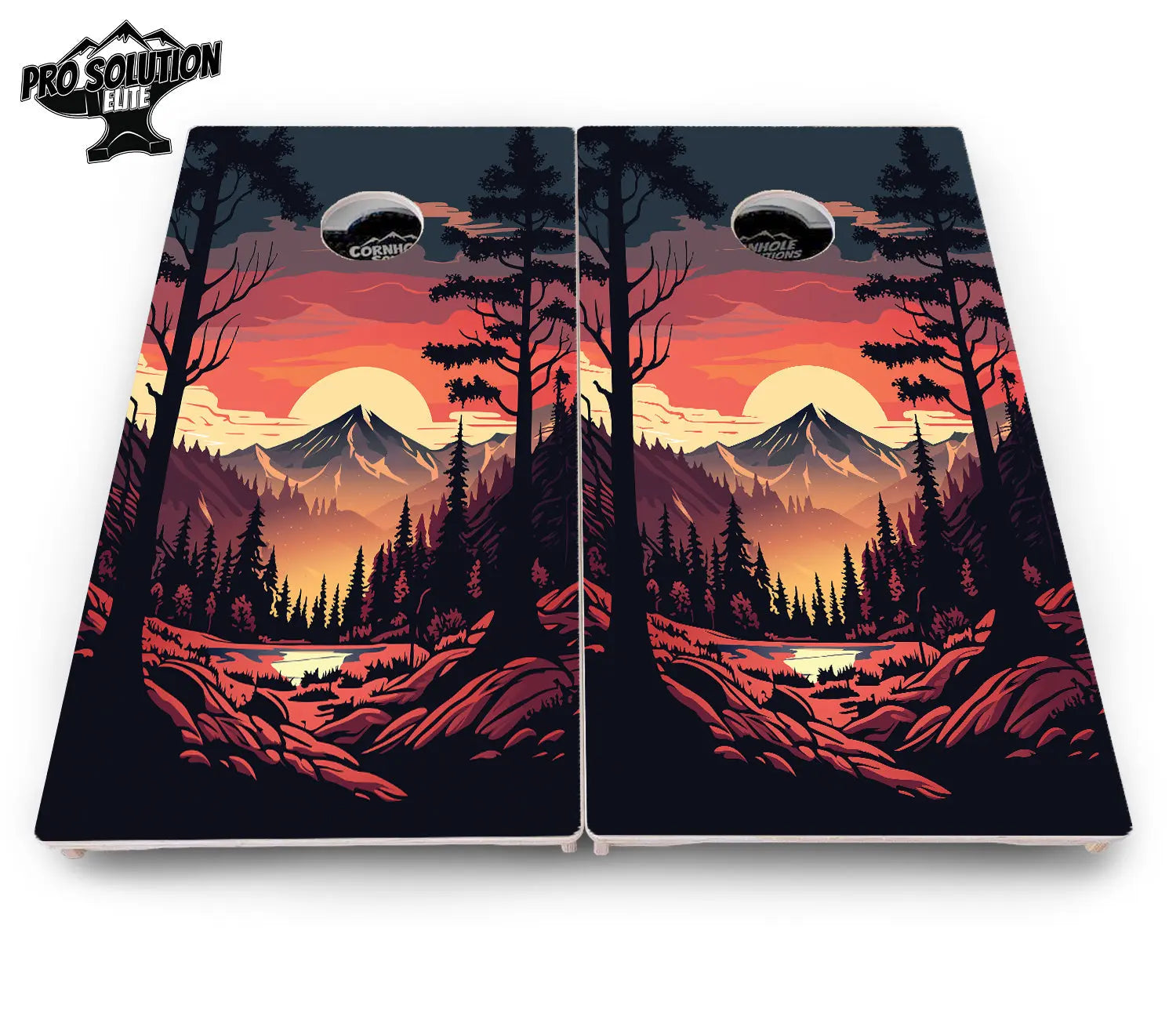 Mountain Sunset Cornhole Boards - Pro Solution Elite Series by Cornhole Solutions, custom cornhole board detail photo 5
