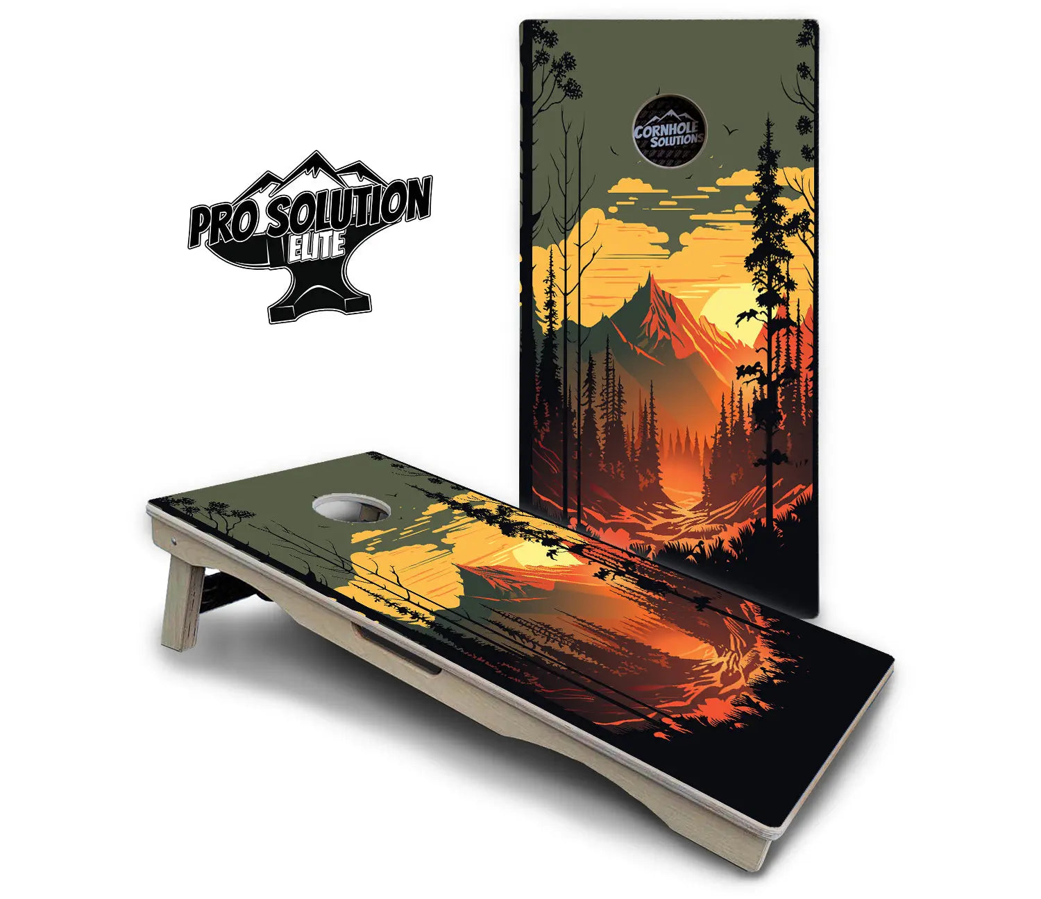 Mountain Sunset Cornhole Boards - Pro Solution Elite Series by Cornhole Solutions, custom cornhole board detail photo 7