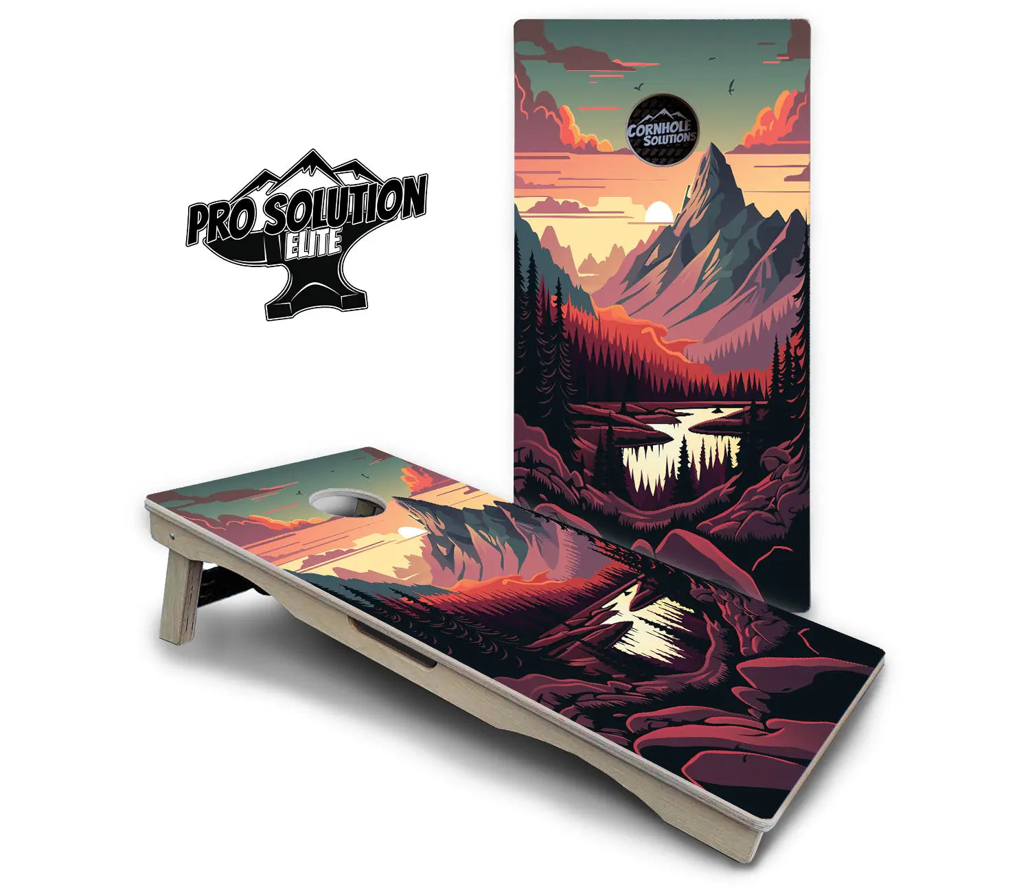 Mountain Sunset Cornhole Boards - Pro Solution Elite Series by Cornhole Solutions, custom cornhole board detail photo 11
