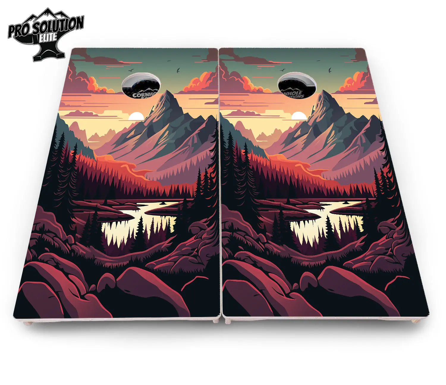 Mountain Sunset Cornhole Boards - Pro Solution Elite Series by Cornhole Solutions, custom cornhole board detail photo 12