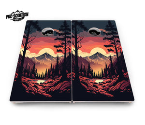 Mountain Sunset Cornhole Boards - Pro Solution Lite Series by Cornhole Solutions, custom cornhole board detail photo 3
