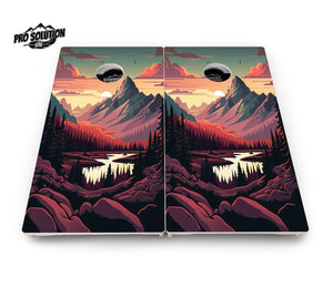 Mountain Sunset Cornhole Boards - Pro Solution Lite Series by Cornhole Solutions, custom cornhole board detail photo 18