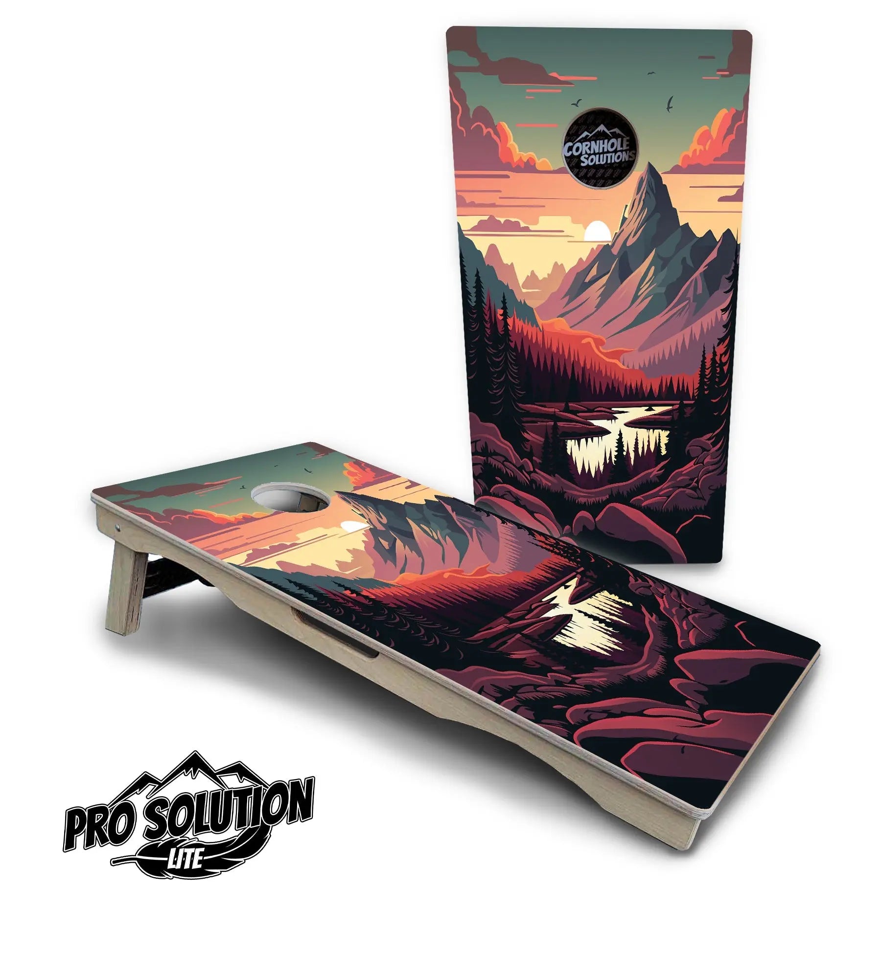 Mountain Sunset Cornhole Boards - Pro Solution Lite Series by Cornhole Solutions, custom cornhole board detail photo 20