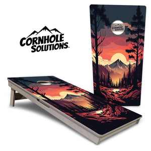 Mountain Sunset Cornhole Boards - Professional Tournament Series by Cornhole Solutions, custom cornhole board detail photo 2