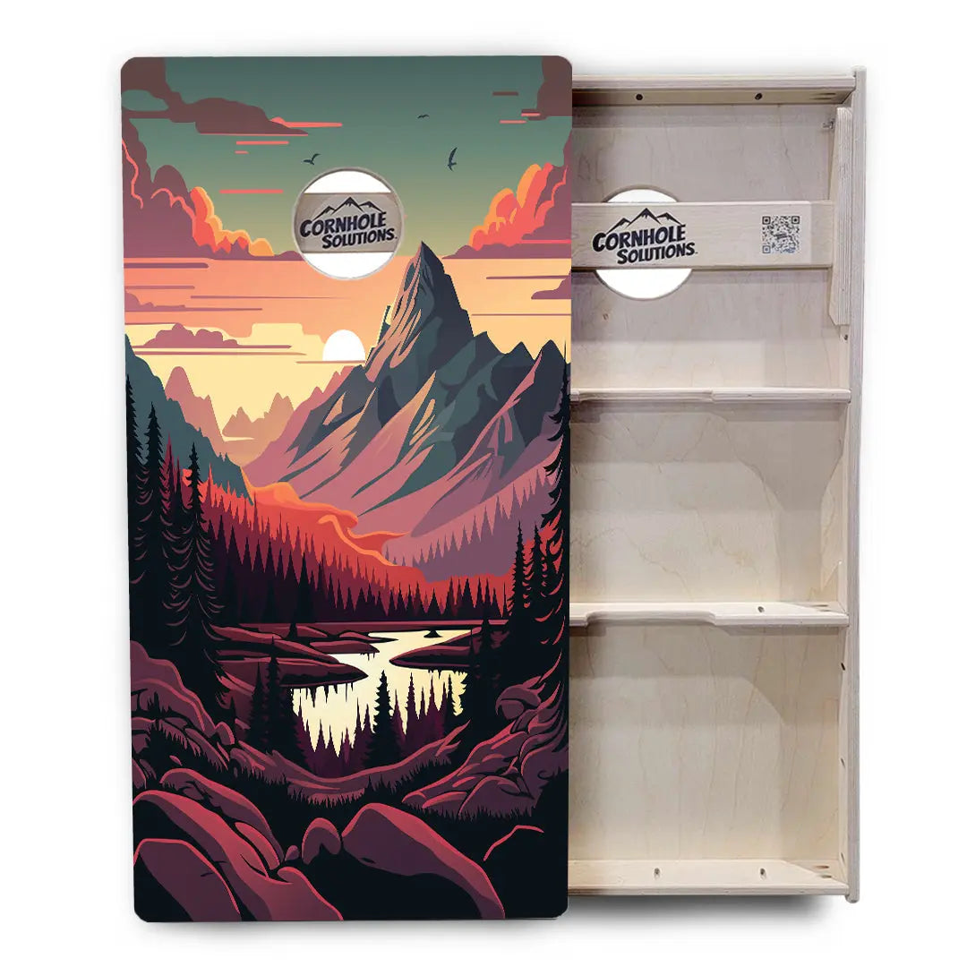 Mountain Sunset Cornhole Boards - Professional Tournament Series by Cornhole Solutions, custom cornhole board detail photo 19