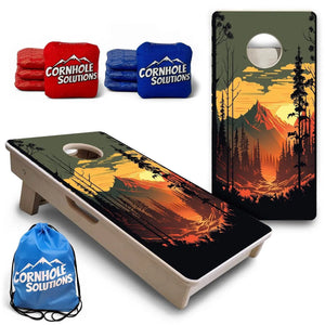 Mountain Sunset Design Options - Mini or Vacation Size Cornhole Boards by Cornhole Solutions, Southern home decor detail photo 2