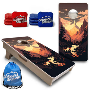 Mountain Sunset Design Options - Mini or Vacation Size Cornhole Boards by Cornhole Solutions, Southern home decor detail photo 3