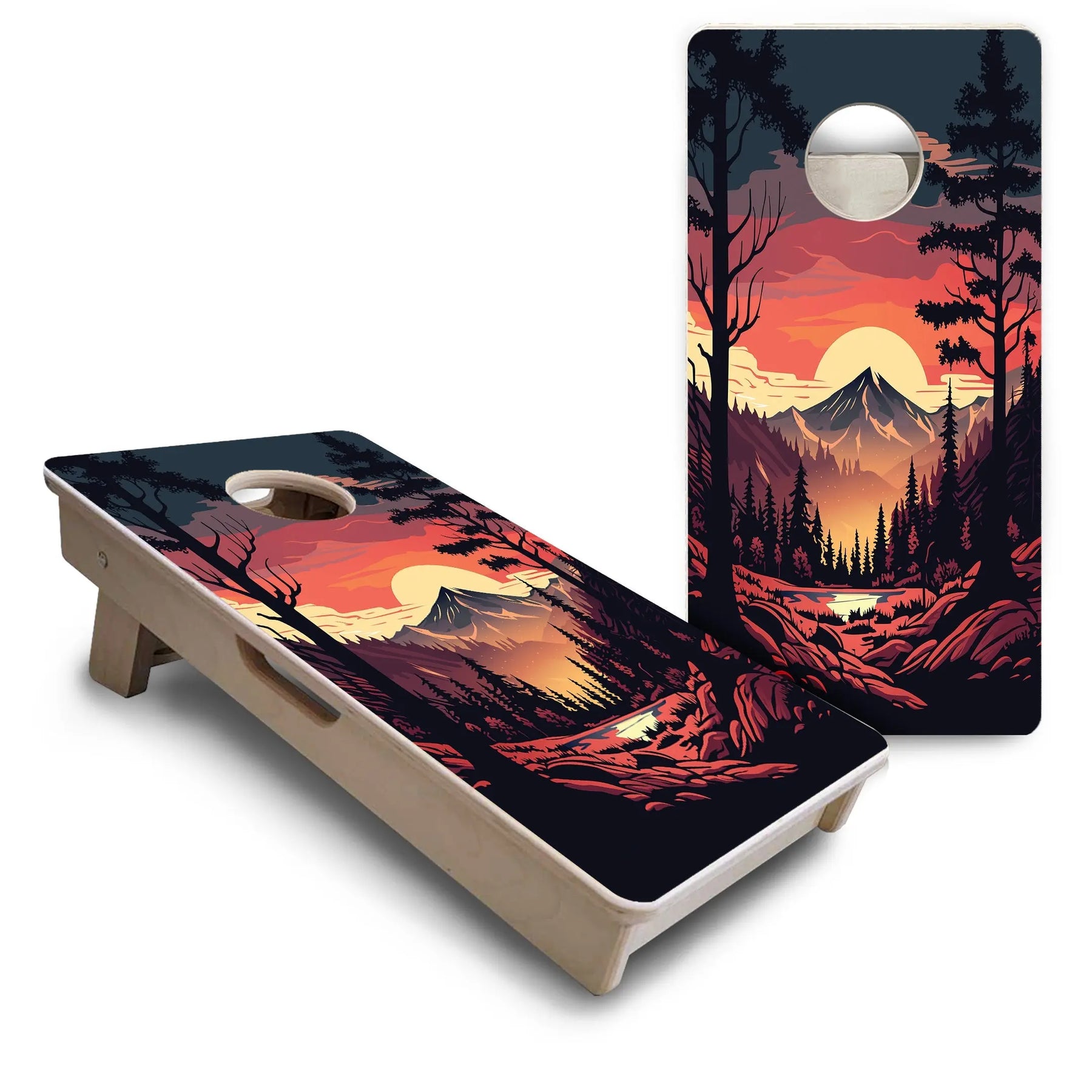 Mountain Sunset Design Options - Mini or Vacation Size Cornhole Boards by Cornhole Solutions, Southern home decor detail photo 5
