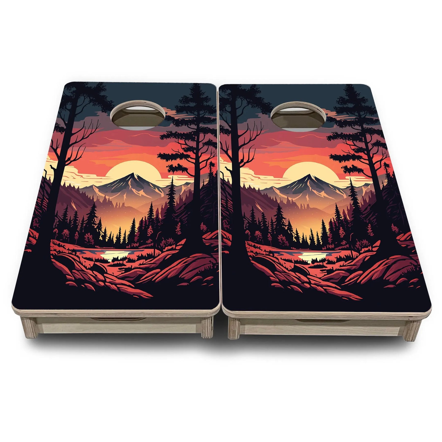 Mountain Sunset Design Options - Mini or Vacation Size Cornhole Boards by Cornhole Solutions, Southern home decor detail photo 8