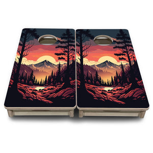 Mountain Sunset Design Options - Mini or Vacation Size Cornhole Boards by Cornhole Solutions, Southern home decor detail photo 8