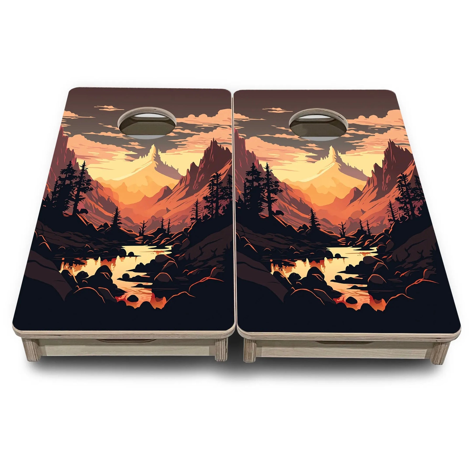 Mountain Sunset Design Options - Mini or Vacation Size Cornhole Boards by Cornhole Solutions, Southern home decor detail photo 9