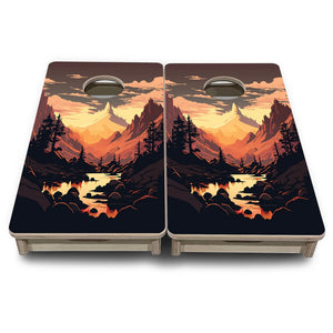 Mountain Sunset Design Options - Mini or Vacation Size Cornhole Boards by Cornhole Solutions, Southern home decor detail photo 9