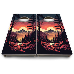 Mountain Sunset Design Options - Mini or Vacation Size Cornhole Boards by Cornhole Solutions, Southern home decor detail photo 13