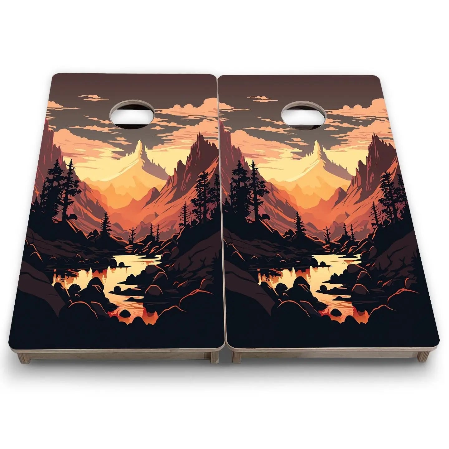 Mountain Sunset Design Options - Mini or Vacation Size Cornhole Boards by Cornhole Solutions, Southern home decor detail photo 17