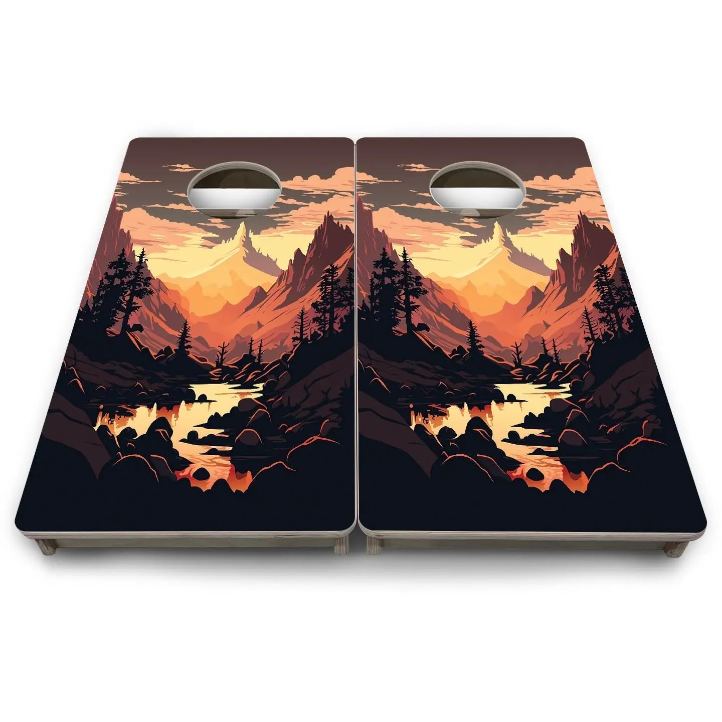 Mountain Sunset Design Options - Mini or Vacation Size Cornhole Boards by Cornhole Solutions, Southern home decor detail photo 19