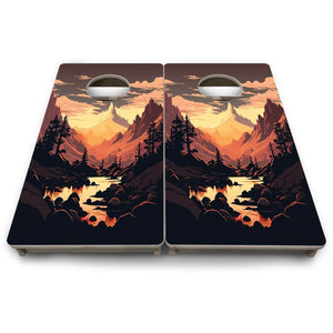 Mountain Sunset Design Options - Mini or Vacation Size Cornhole Boards by Cornhole Solutions, Southern home decor detail photo 19