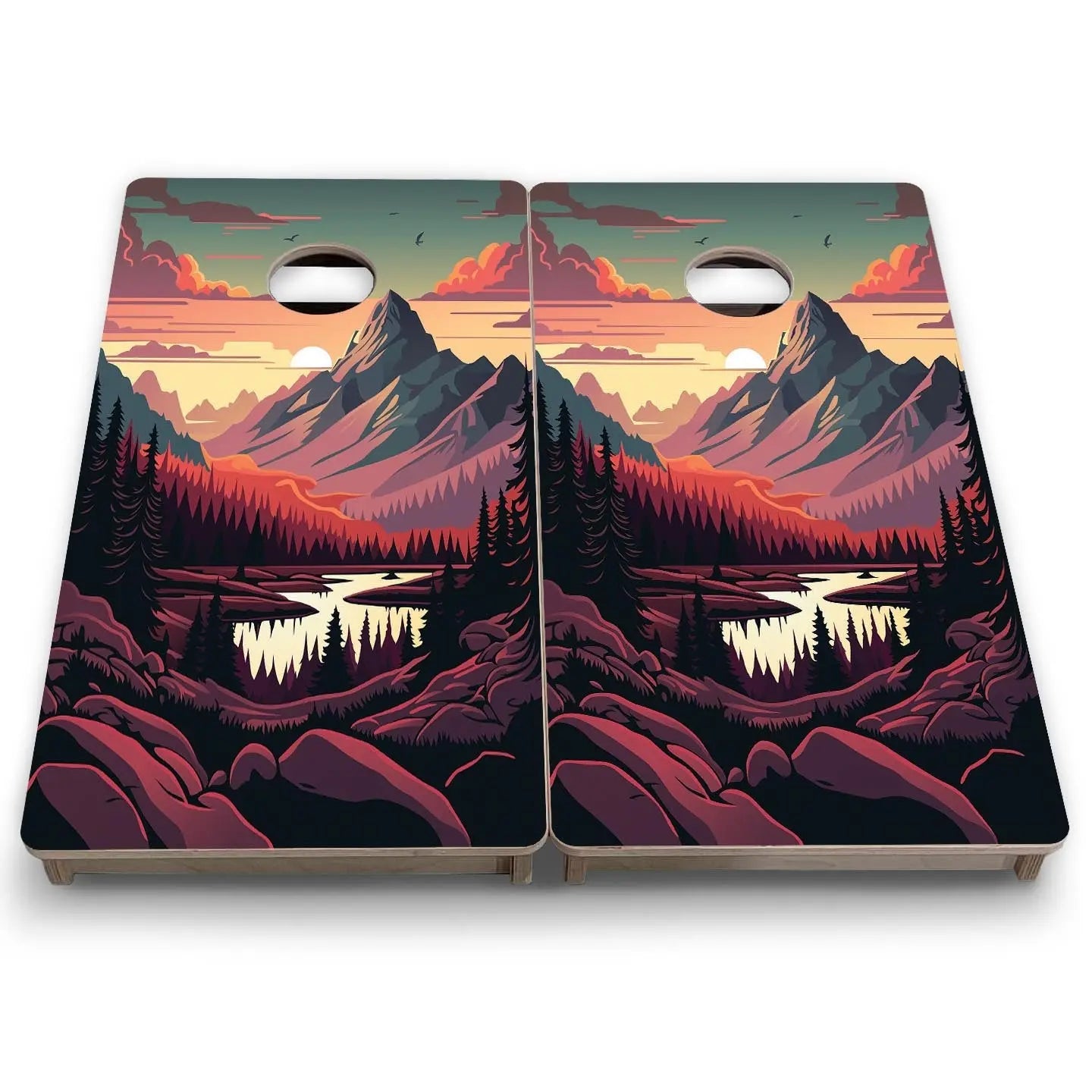 Mountain Sunset Design Options - Mini or Vacation Size Cornhole Boards by Cornhole Solutions, Southern home decor detail photo 20