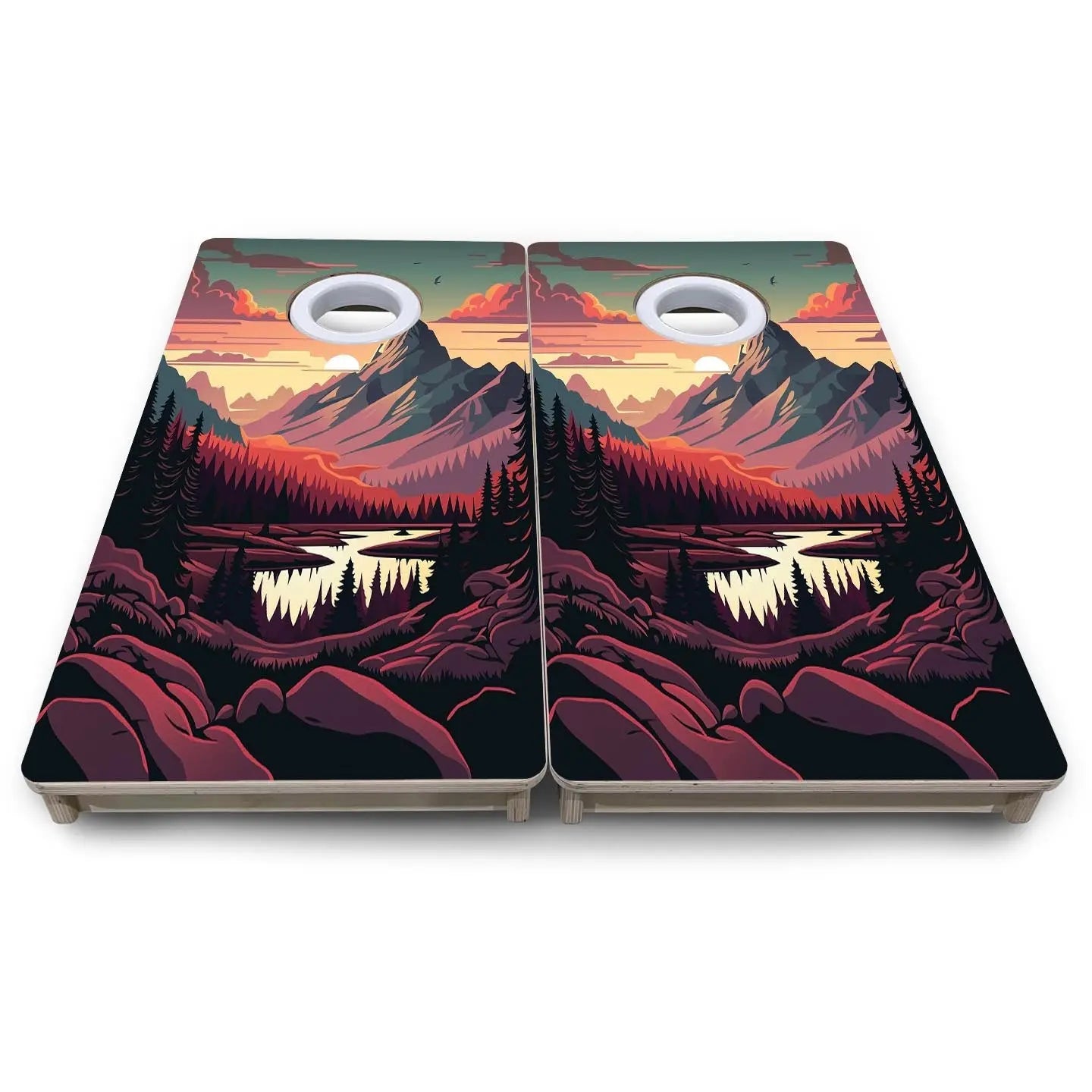 Mountain Sunset Design Options - Mini or Vacation Size Cornhole Boards by Cornhole Solutions, Southern home decor detail photo 21