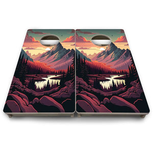 Mountain Sunset Design Options - Mini or Vacation Size Cornhole Boards by Cornhole Solutions, Southern home decor detail photo 22