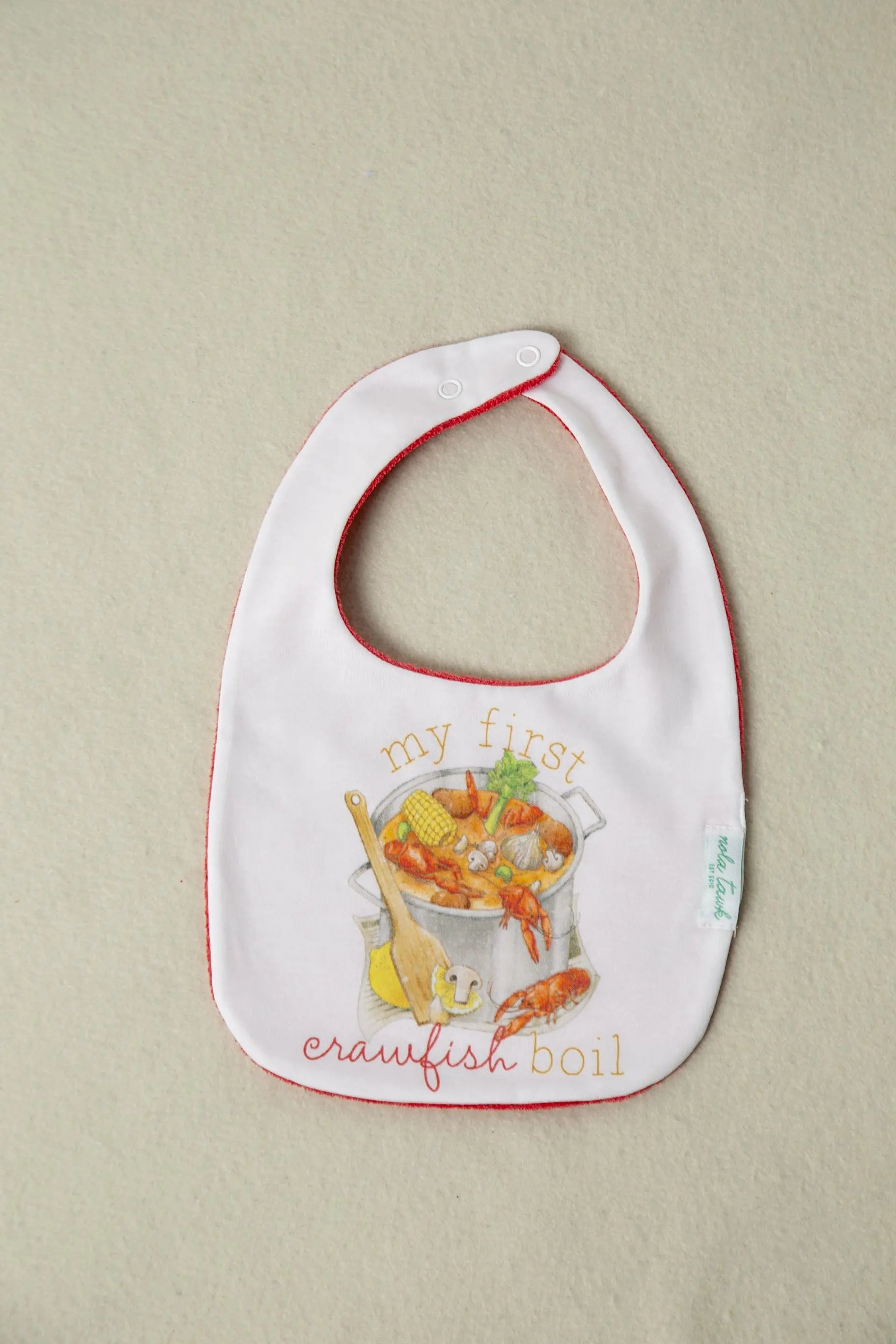 My First Crawfish Boil Organic Cotton Baby Bib Nola Tawk