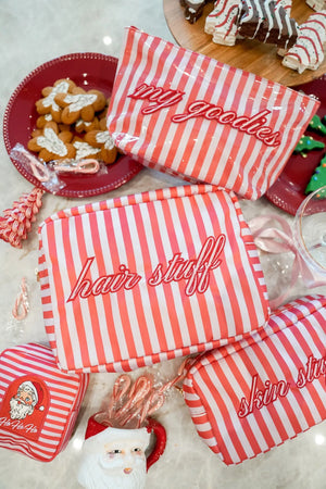 My Goodies - Pink & Red Stripes Clear Coat Bag by KenzKustomz, handmade leather goods detail photo 3