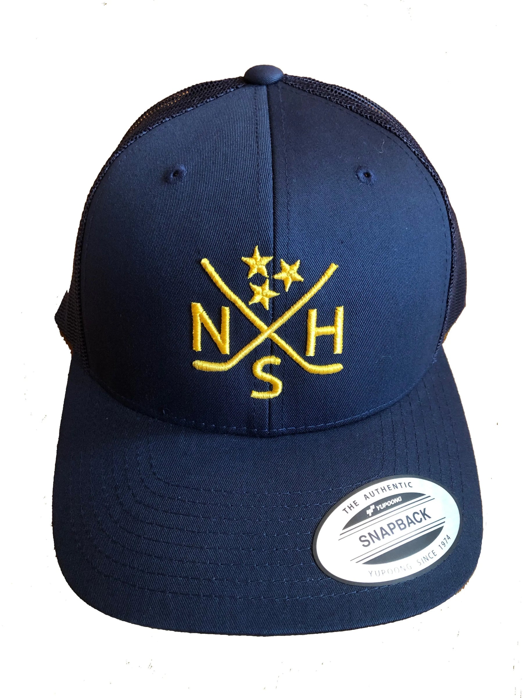 NSH X Hockey Sticks Hat Snapback (Navy/Navy) by So Nashville, Southern lifestyle apparel detail photo 3