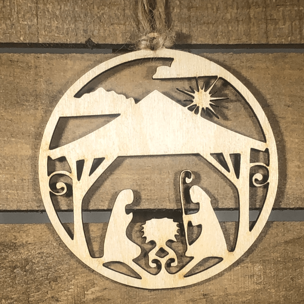Nativity Scene Wooden Christmas Ornament | Christian Holiday Decor by Cate's Concepts, LLC, Southern home decor main product photo