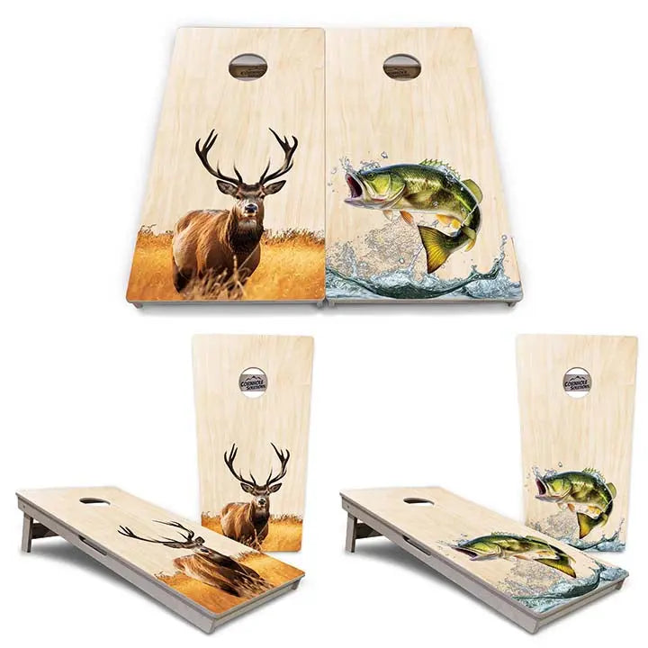 Natural Deer & Fish Cornhole Boards - Professional Tournament Series by Cornhole Solutions, custom cornhole board detail photo 4