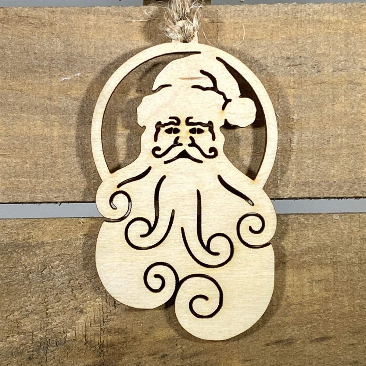 Natural Wood Santa Christmas Ornament | Rustic Holiday Decor by Cate's Concepts, LLC, Southern home decor main product photo