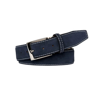 Navy Suede Leather Belt by Roger Ximenez: Bespoke Belts and Leather Accessories, handmade leather goods detail photo 3
