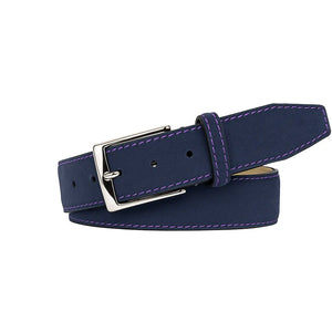 Navy Suede Leather Belt by Roger Ximenez: Bespoke Belts and Leather Accessories, handmade leather goods detail photo 8