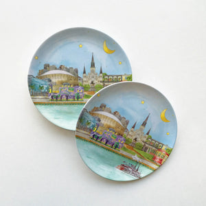 New Orleans Skyline Melamine Dessert Plates by Nola Tawk, plates detail photo 2