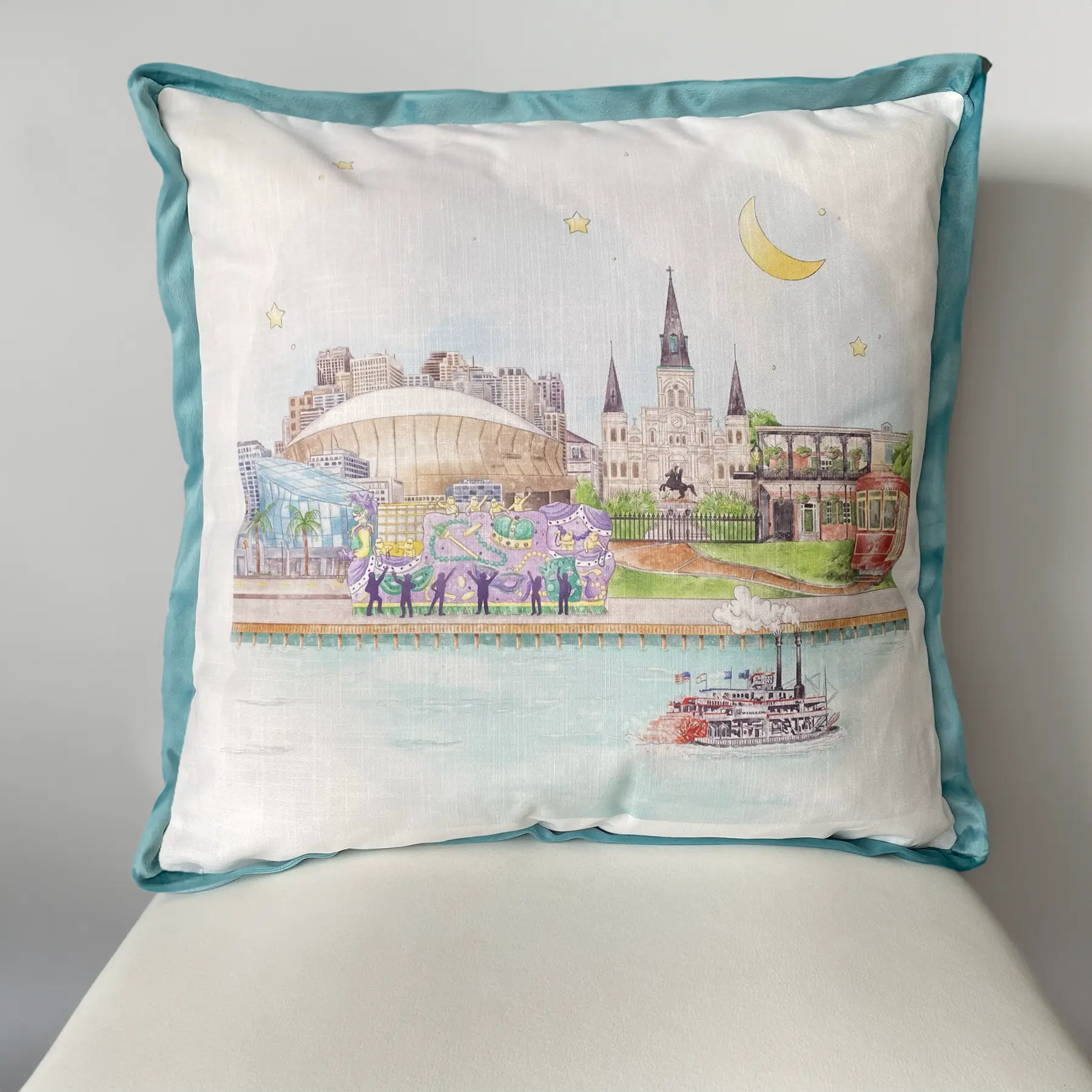 New Orleans Skyline Printed Pillow Nola Tawk