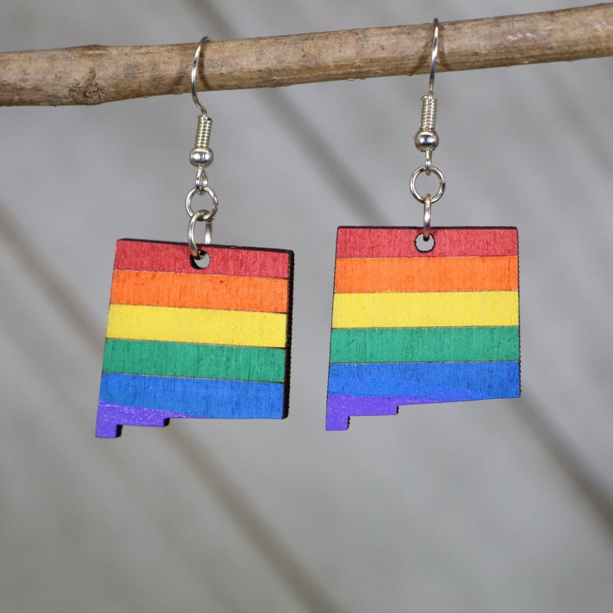 New Mexico LGBTQ+ Pride Wooden Earrings | State Pride Jewelry
