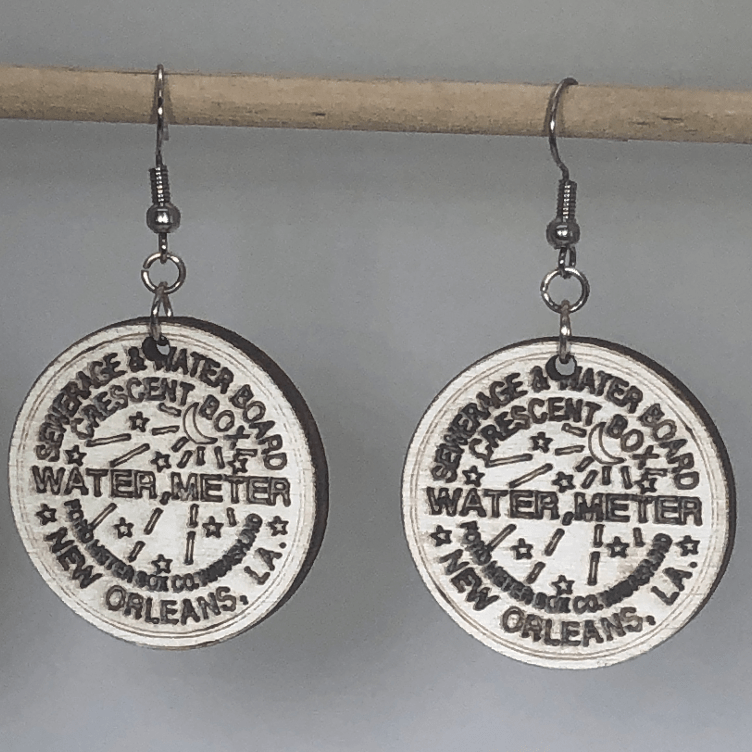 New Orleans Water Meter Wooden Dangle Earrings | NOLA Jewelry