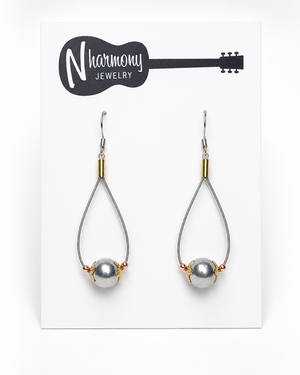 Tri Colored Guitar String Hoop Earrings by N Harmony Jewelry, handmade jewelry detail photo 3
