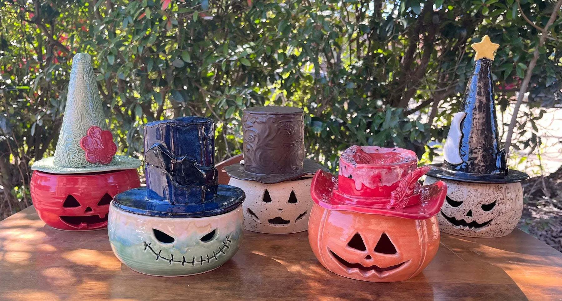 Handmade Ceramic Halloween Pumpkins: Unique Jack-o'-Lanterns Display