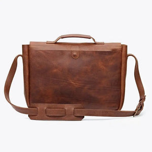 Nisolo Loreto Leather Messenger Bag by Mission Mercantile Leather Goods, handmade leather goods detail photo 3
